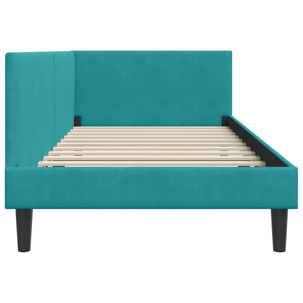 vidaXL Rama łóżka narożnego Turkusowy 90 cm x 190 cm Aksamit