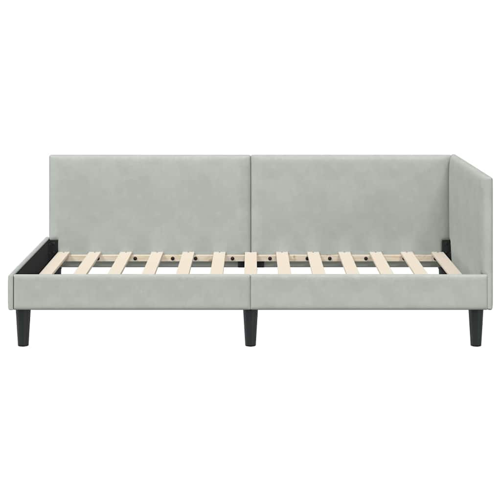 vidaXL Rama łóżka narożnego Jasnoszary 90 cm x 200 cm Aksamit