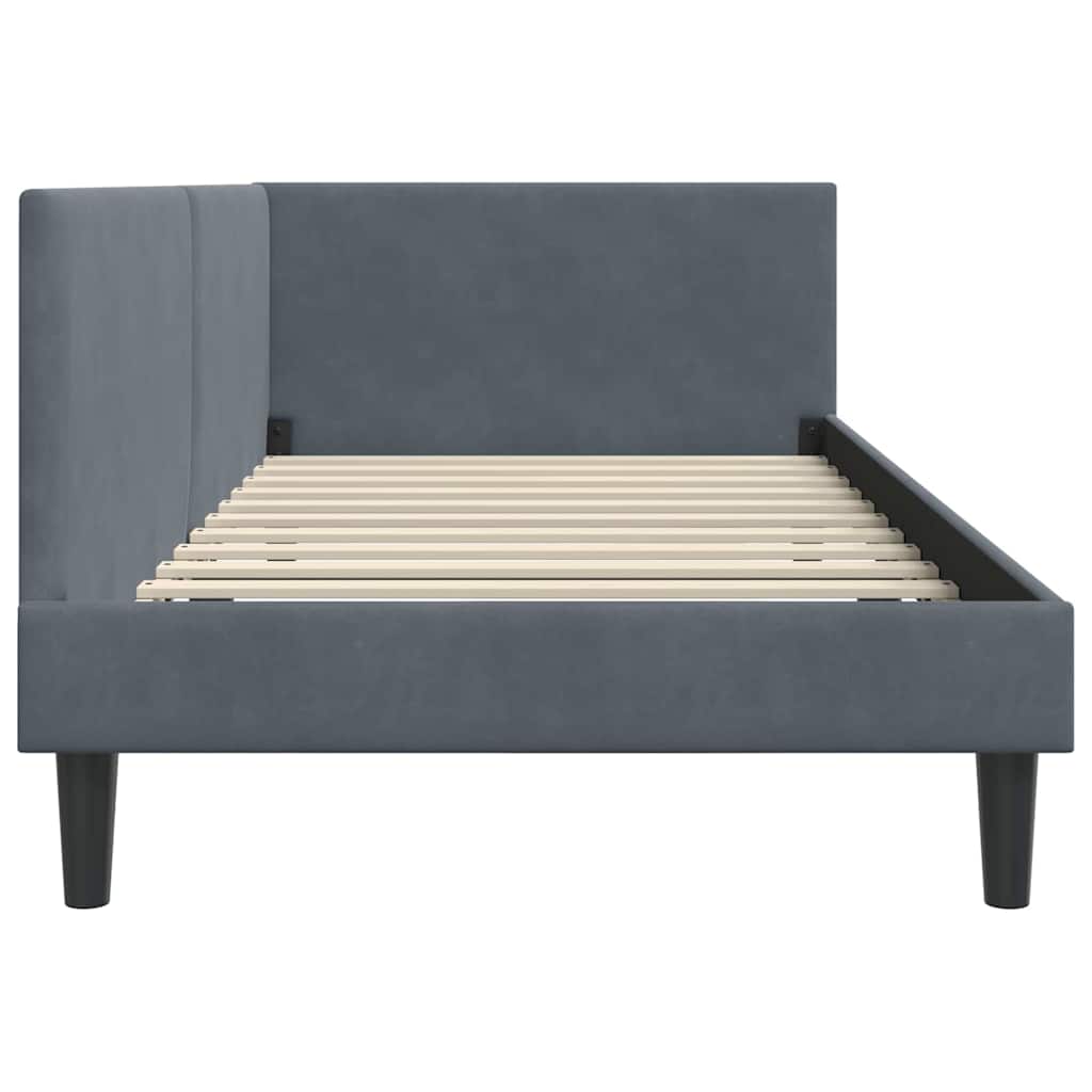 vidaXL Rama łóżka narożnego Ciemnoszary 90 cm x 200 cm Aksamit
