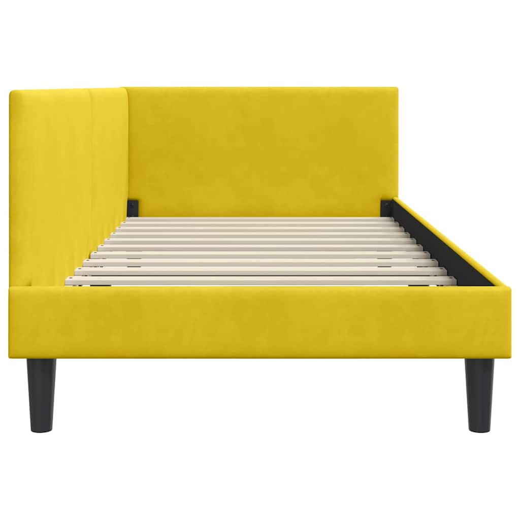 vidaXL Rama łóżka narożnego Z zagłówkiem Żółty 90 cm x 200 cm Aksamit