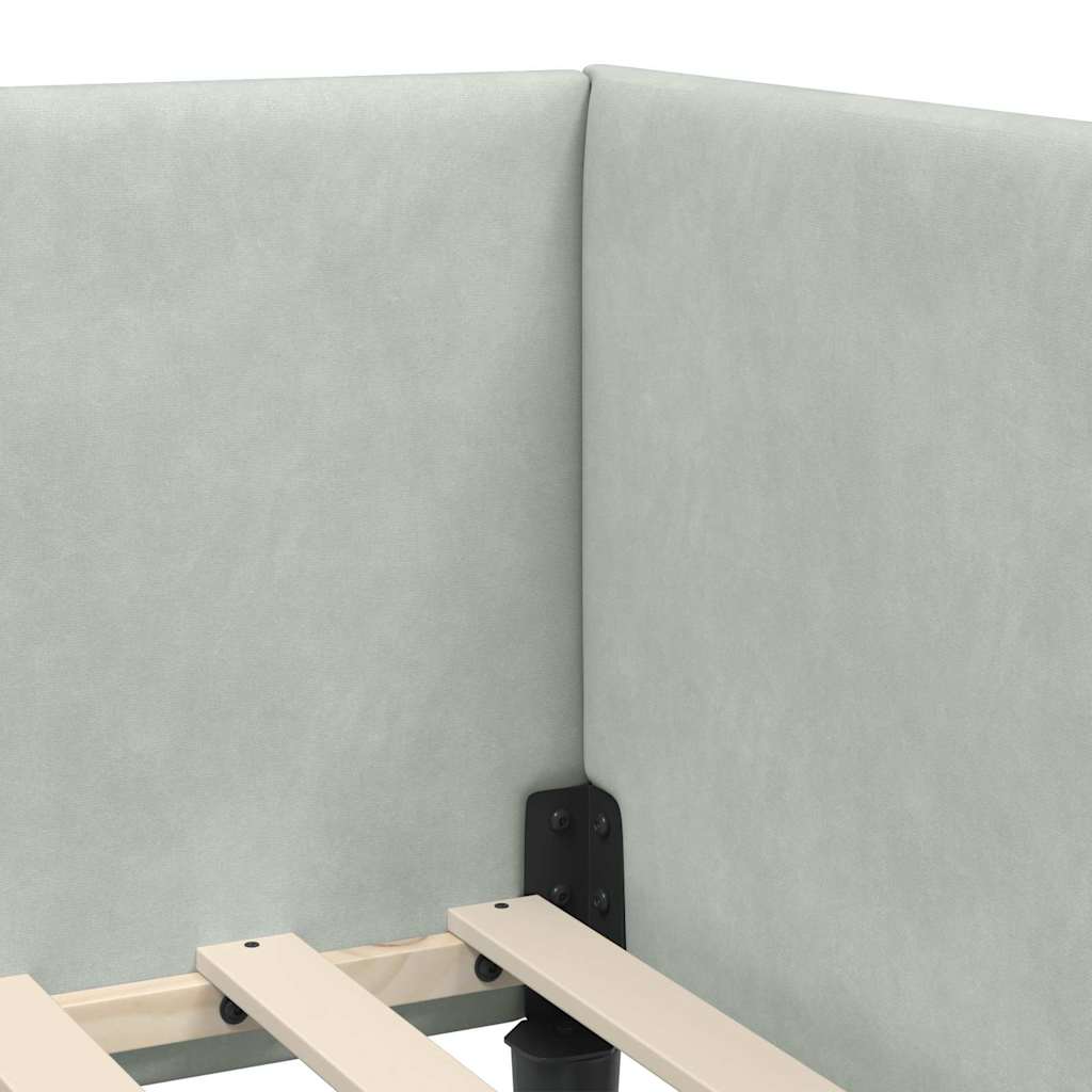 vidaXL Rama łóżka narożnego Jasnoszary 100 cm x 200 cm Aksamit