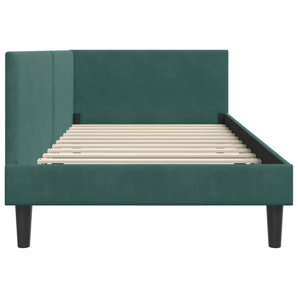 vidaXL Rama łóżka narożnego Ciemna zieleń 100 cm x 200 cm Aksamit