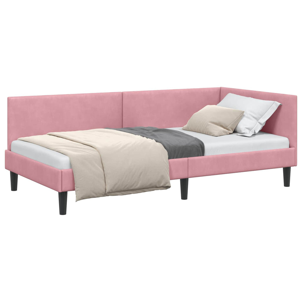 vidaXL Rama łóżka narożnego Różowy 100 cm x 200 cm Aksamit