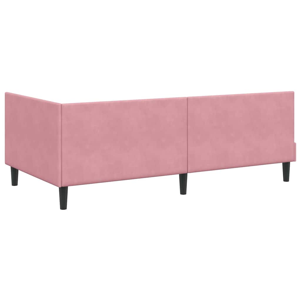 vidaXL Rama łóżka narożnego Różowy 100 cm x 200 cm Aksamit