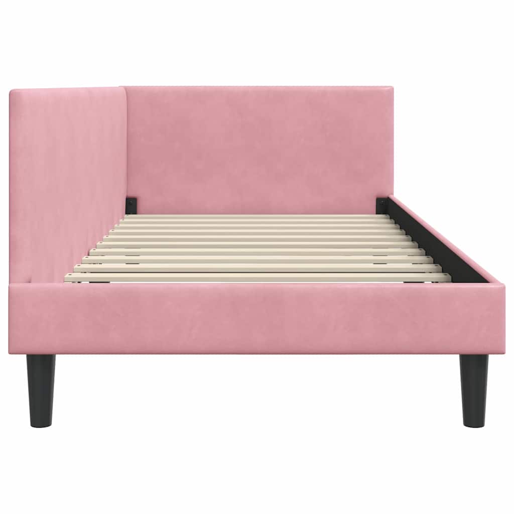 vidaXL Rama łóżka narożnego Różowy 100 cm x 200 cm Aksamit