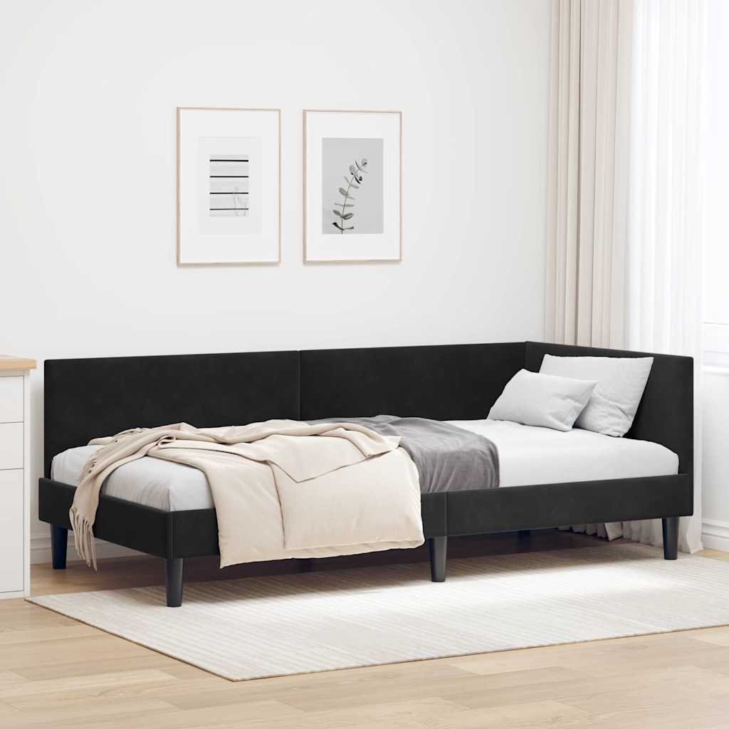 vidaXL Rama łóżka narożnego Czarny 100 cm x 200 cm Aksamit