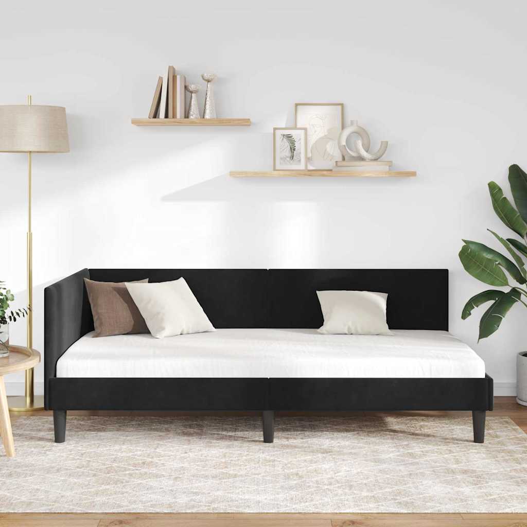 vidaXL Rama łóżka narożnego Czarny 100 cm x 200 cm Aksamit