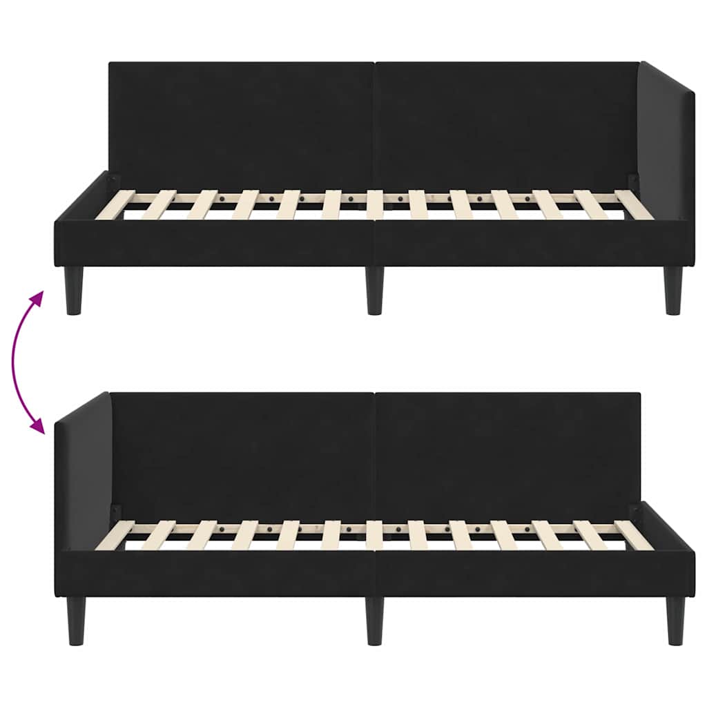 vidaXL Rama łóżka narożnego Czarny 100 cm x 200 cm Aksamit