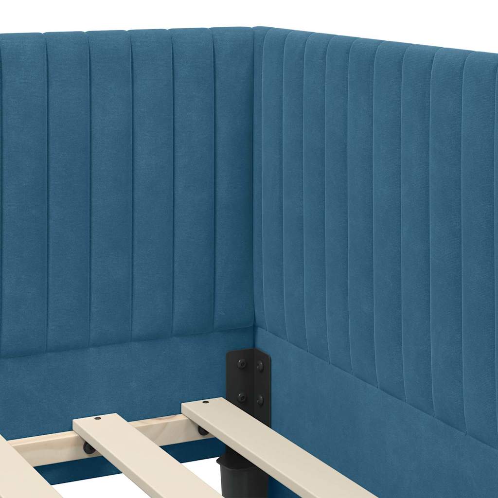 vidaXL Rama łóżka narożnego Niebieski 80 cm x 200 cm Aksamit