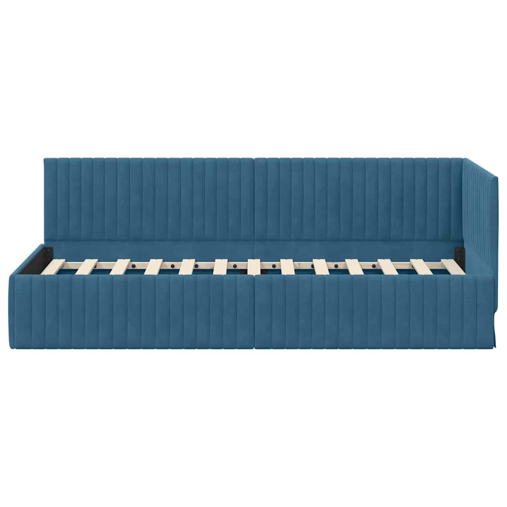 vidaXL Rama łóżka narożnego Niebieski 80 cm x 200 cm Aksamit