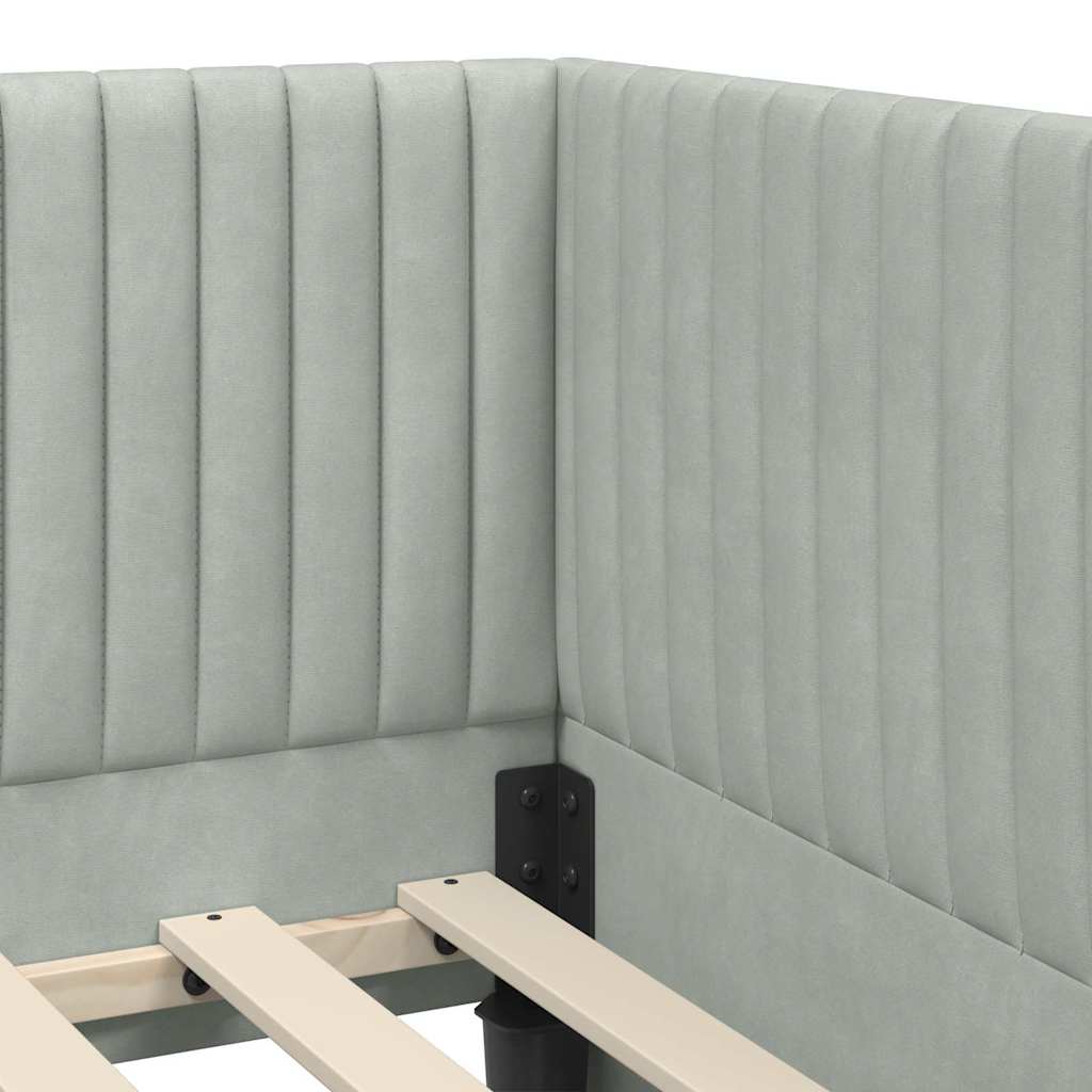 vidaXL Rama łóżka narożnego Jasnoszary 80 cm x 200 cm Aksamit
