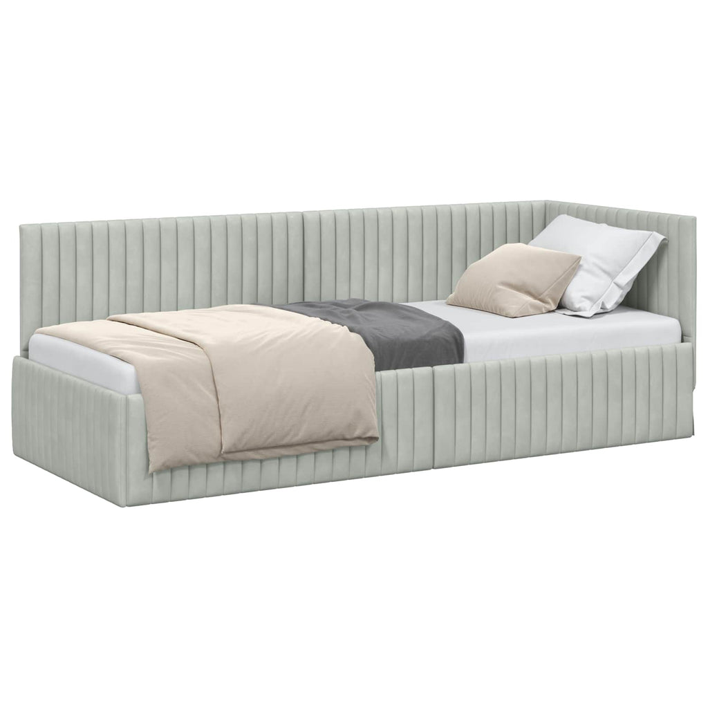 vidaXL Rama łóżka narożnego Jasnoszary 80 cm x 200 cm Aksamit
