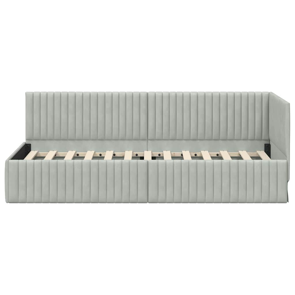 vidaXL Rama łóżka narożnego Jasnoszary 80 cm x 200 cm Aksamit