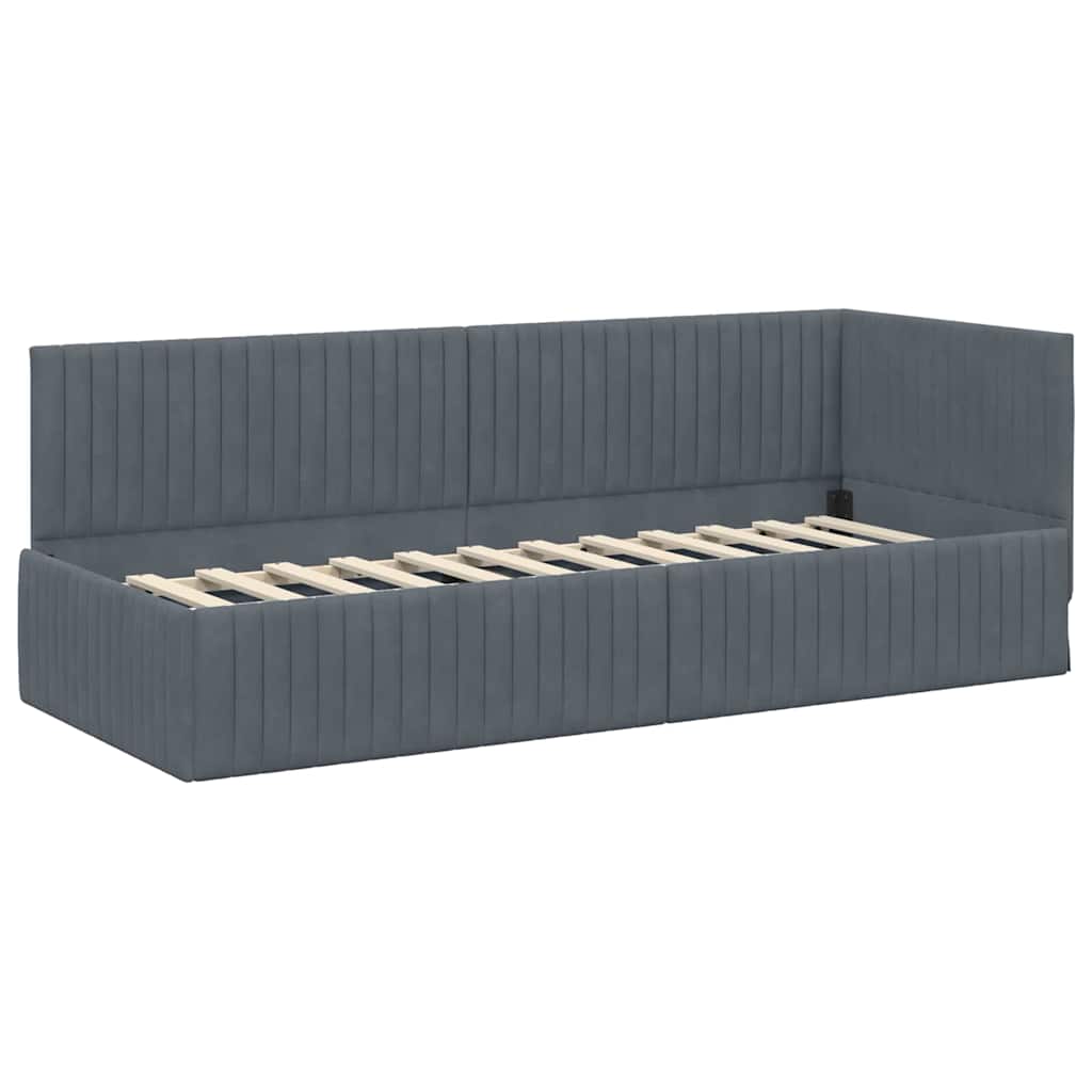vidaXL Rama łóżka narożnego Ciemnoszary 80 cm x 200 cm Aksamit