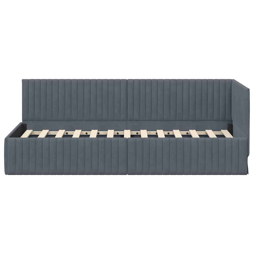 vidaXL Rama łóżka narożnego Ciemnoszary 80 cm x 200 cm Aksamit
