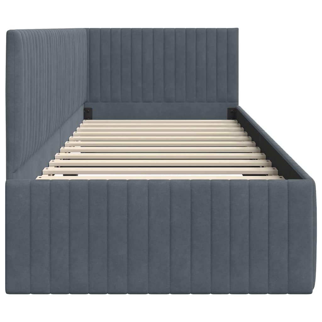 vidaXL Rama łóżka narożnego Ciemnoszary 80 cm x 200 cm Aksamit