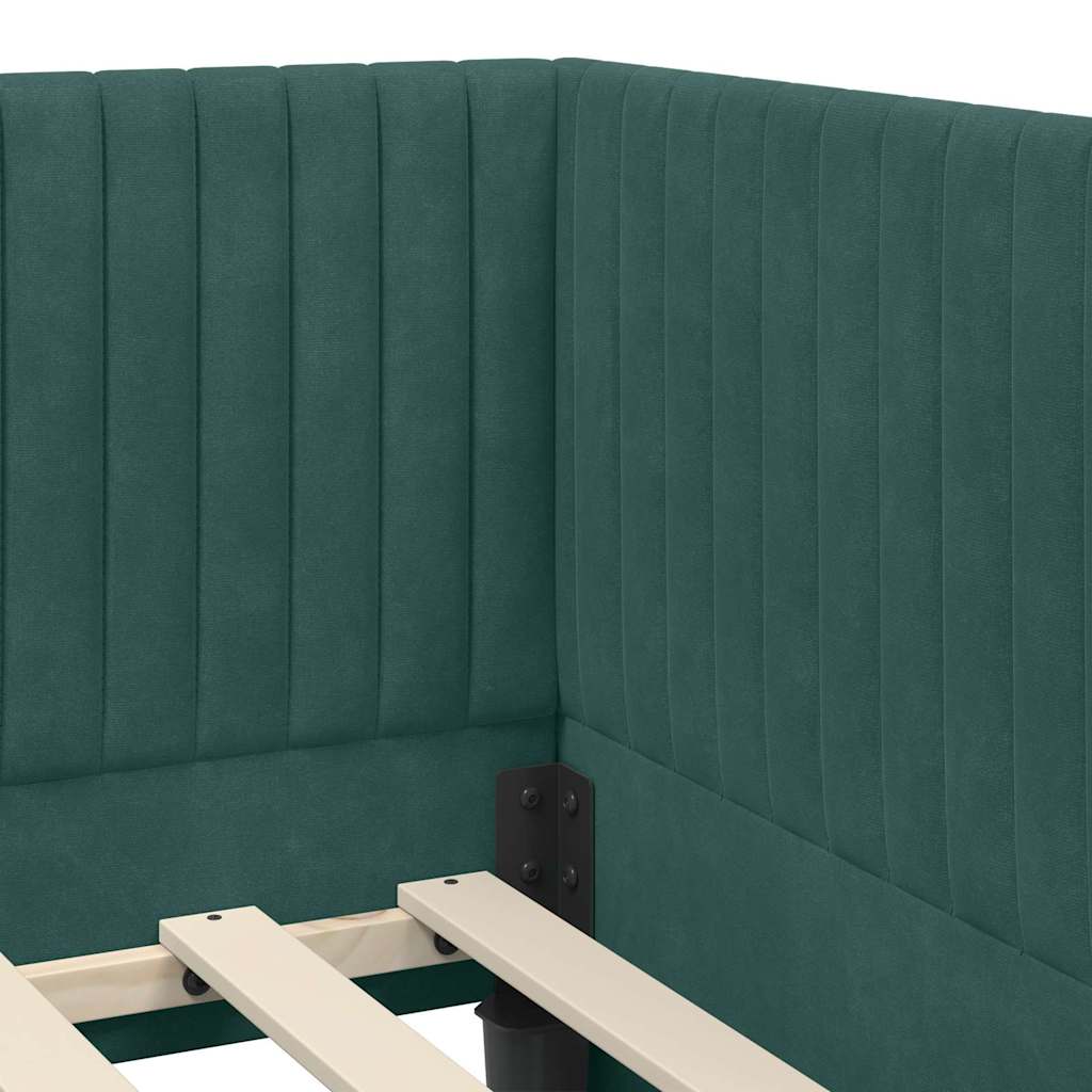 vidaXL Rama łóżka narożnego Ciemna zieleń 80 cm x 200 cm Aksamit