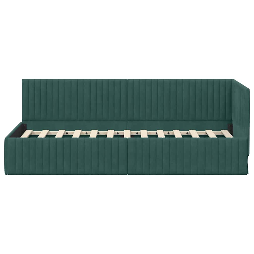 vidaXL Rama łóżka narożnego Ciemna zieleń 80 cm x 200 cm Aksamit