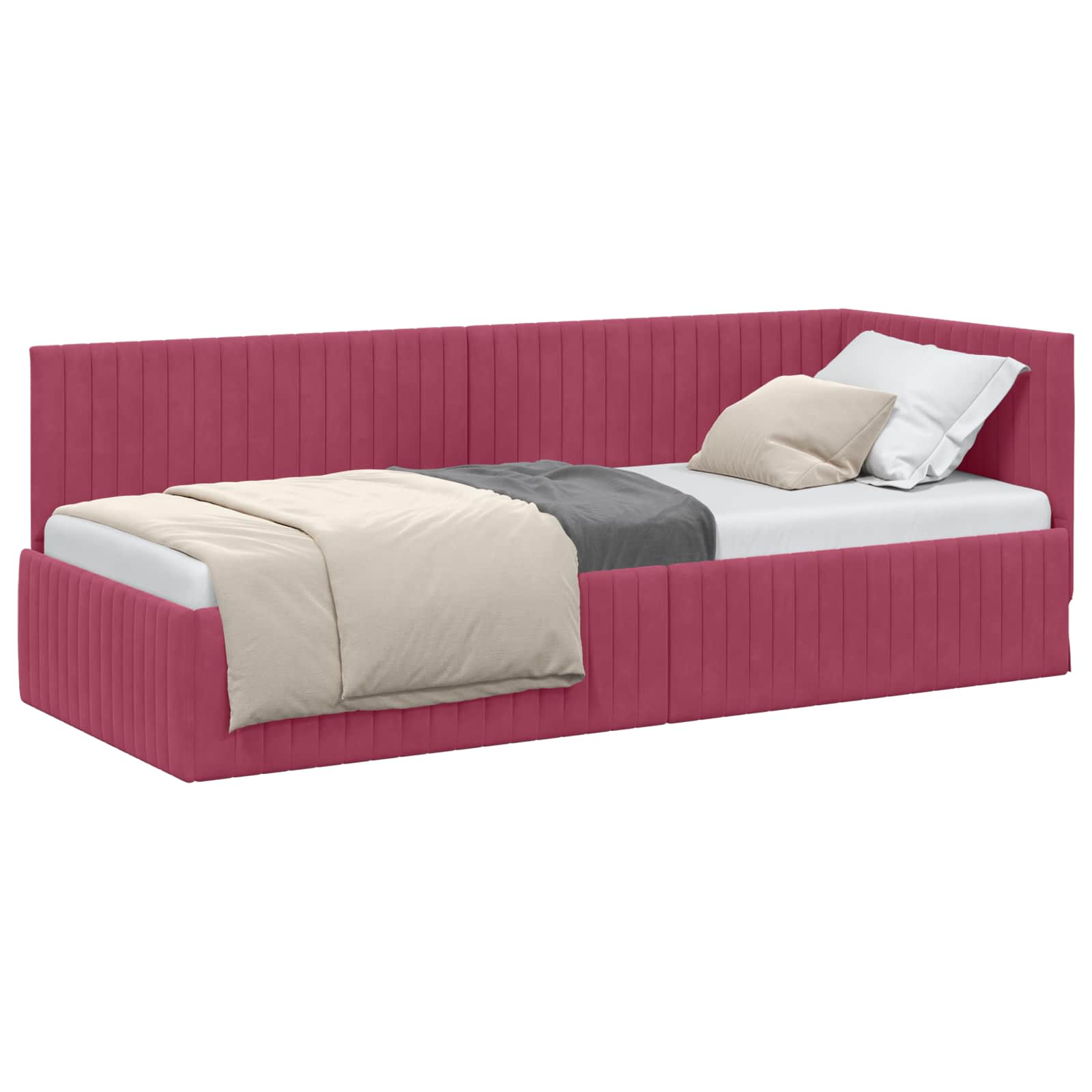 vidaXL Rama łóżka narożnego Czerwone wino 80 cm x 200 cm Aksamit