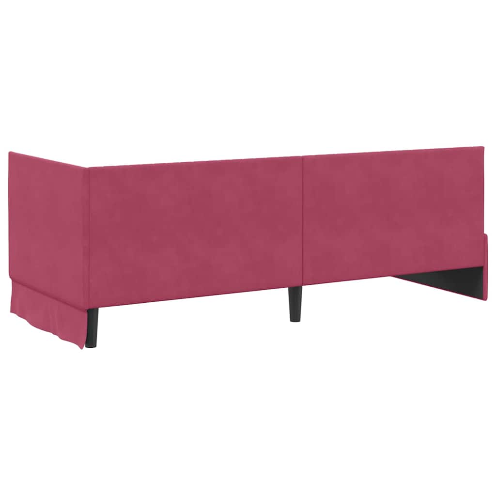 vidaXL Rama łóżka narożnego Czerwone wino 80 cm x 200 cm Aksamit