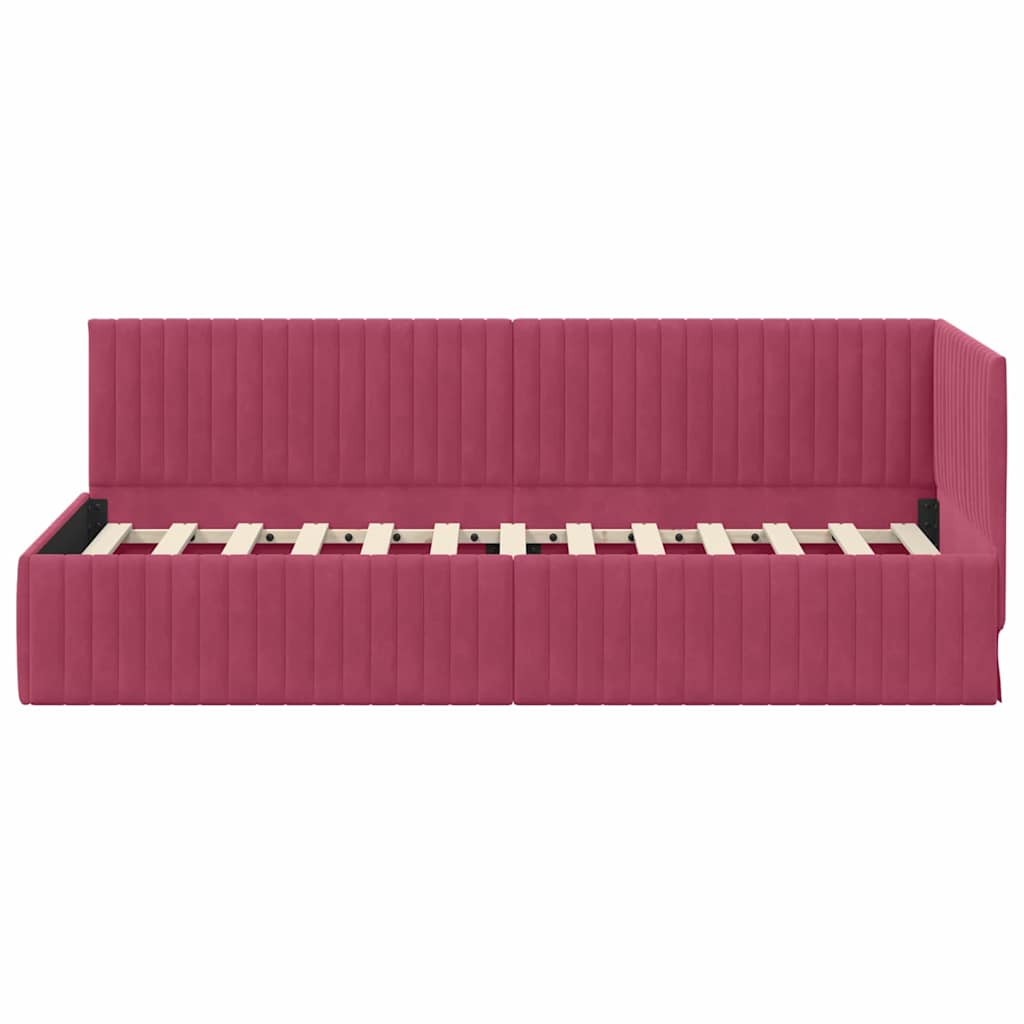 vidaXL Rama łóżka narożnego Czerwone wino 80 cm x 200 cm Aksamit