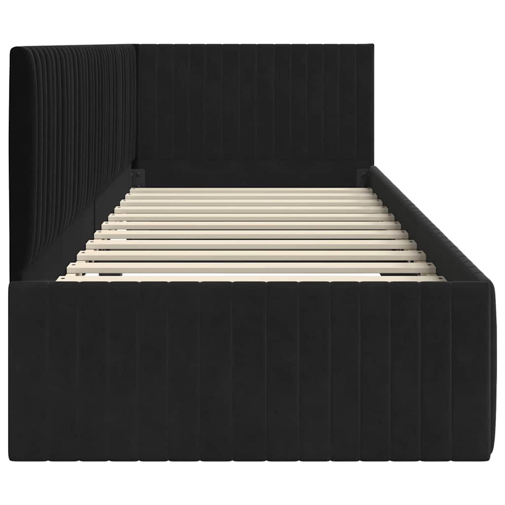vidaXL Rama łóżka narożnego Z zagłówkiem Czarny 80 cm x 200 cm Aksamit