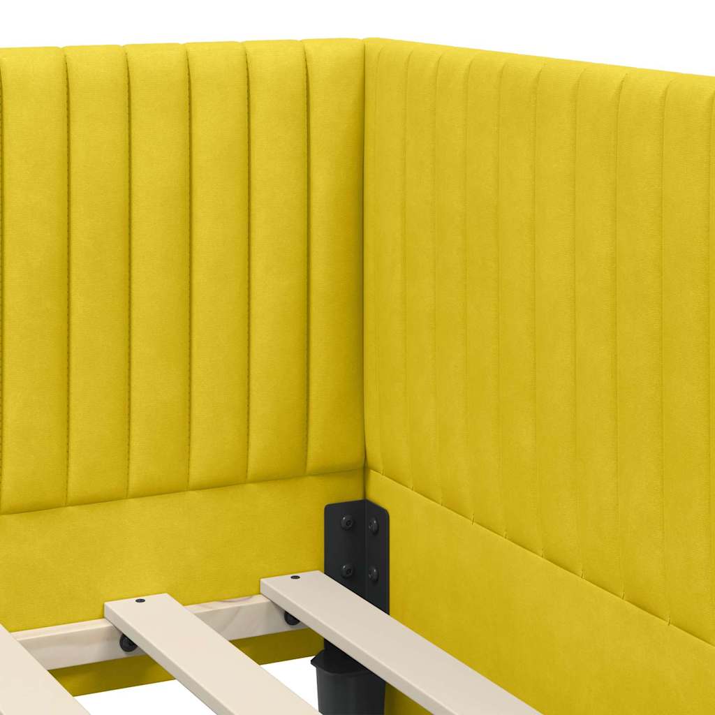 vidaXL Rama łóżka narożnego Z zagłówkiem Żółty 80 cm x 200 cm Aksamit