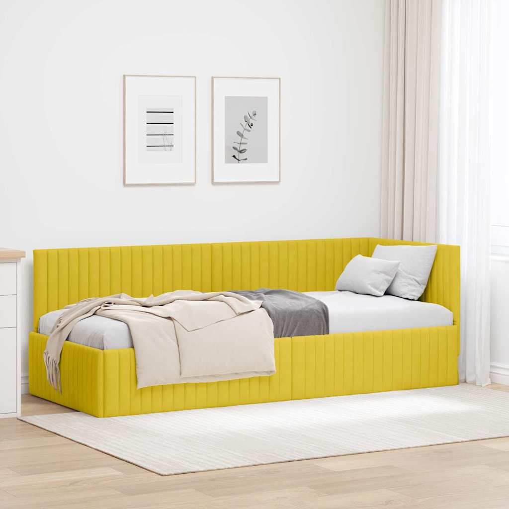vidaXL Rama łóżka narożnego Z zagłówkiem Żółty 80 cm x 200 cm Aksamit