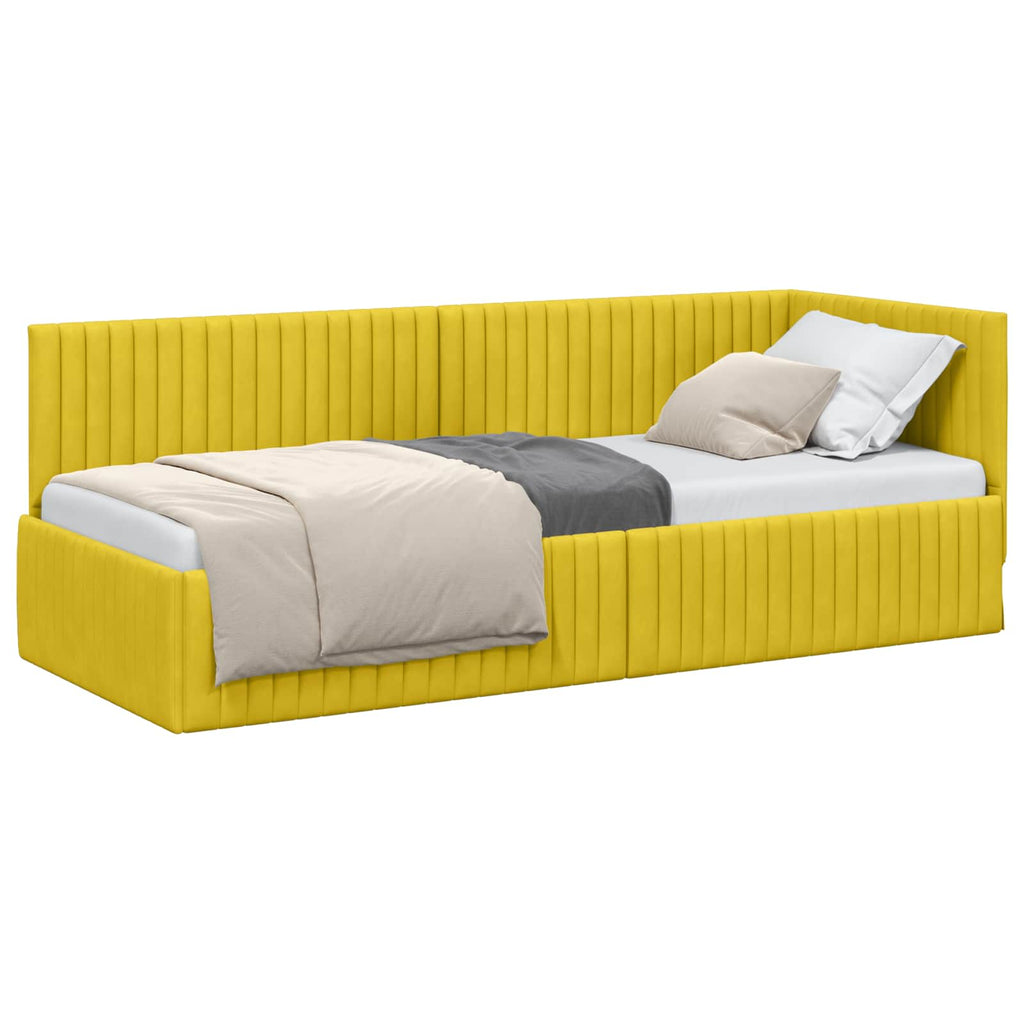 vidaXL Rama łóżka narożnego Z zagłówkiem Żółty 80 cm x 200 cm Aksamit