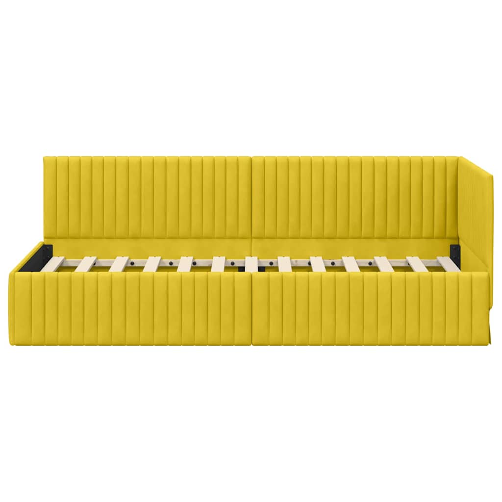 vidaXL Rama łóżka narożnego Z zagłówkiem Żółty 80 cm x 200 cm Aksamit