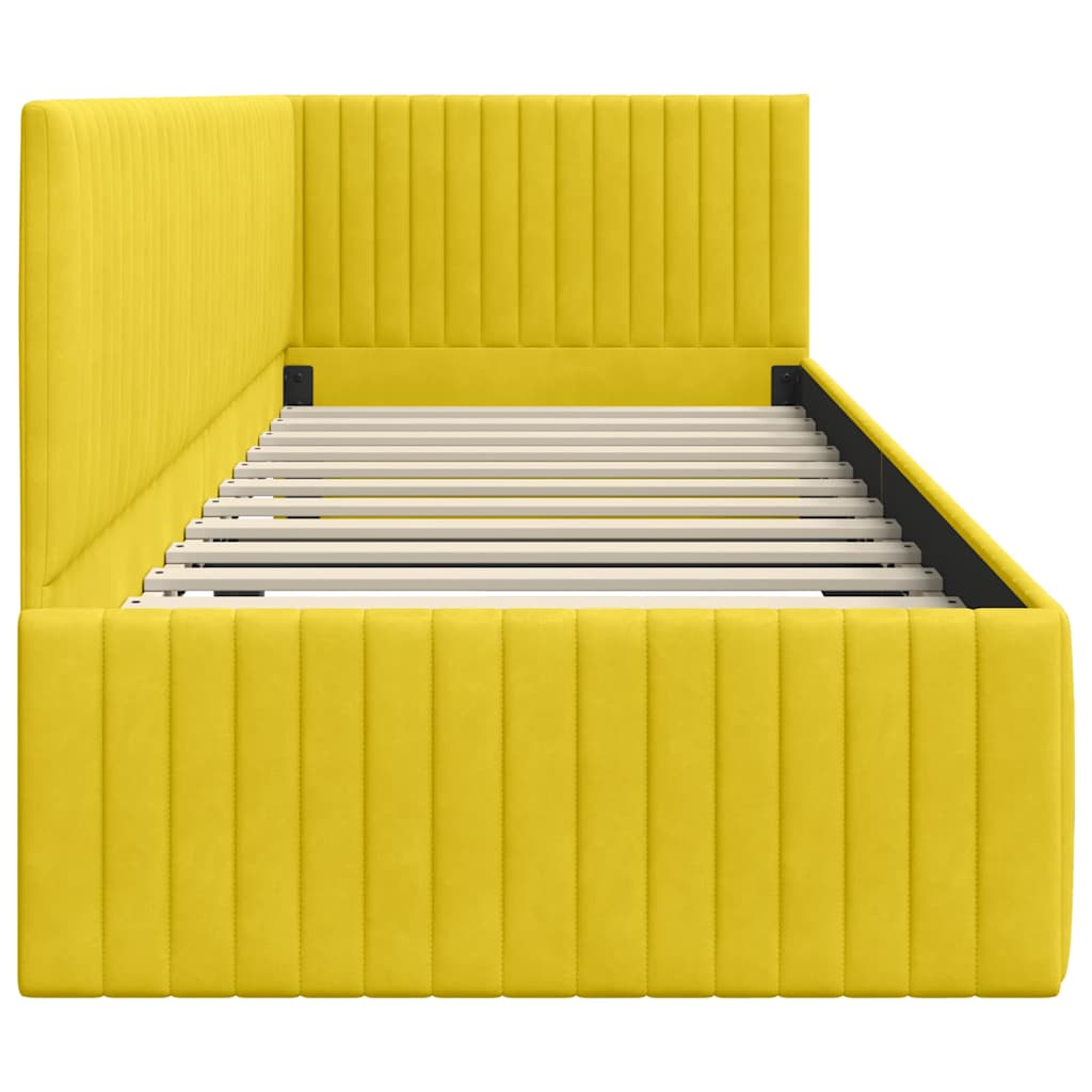 vidaXL Rama łóżka narożnego Z zagłówkiem Żółty 80 cm x 200 cm Aksamit