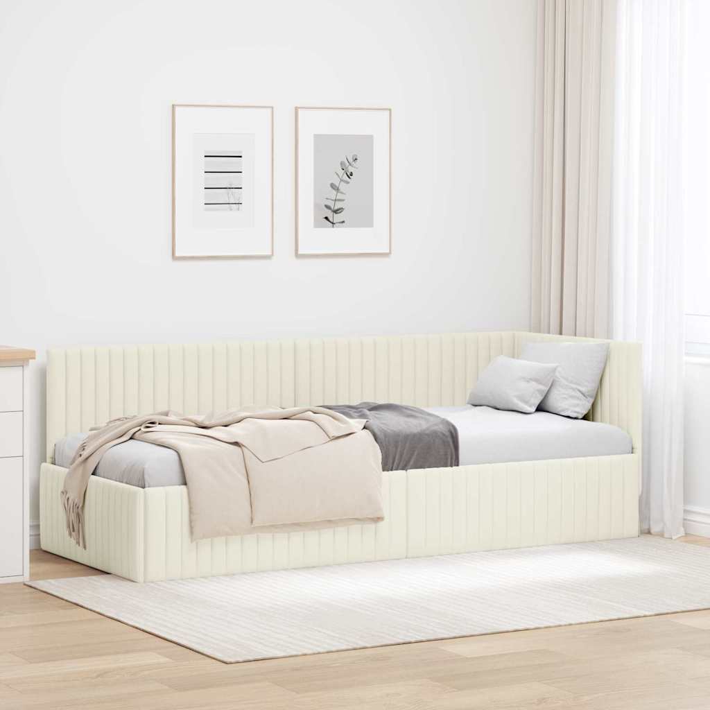 vidaXL Rama łóżka narożnego Kremowy 80 cm x 200 cm Aksamit