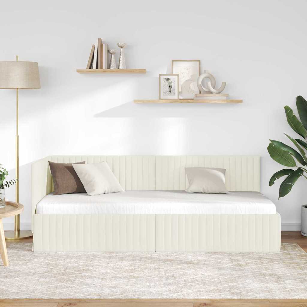 vidaXL Rama łóżka narożnego Kremowy 80 cm x 200 cm Aksamit