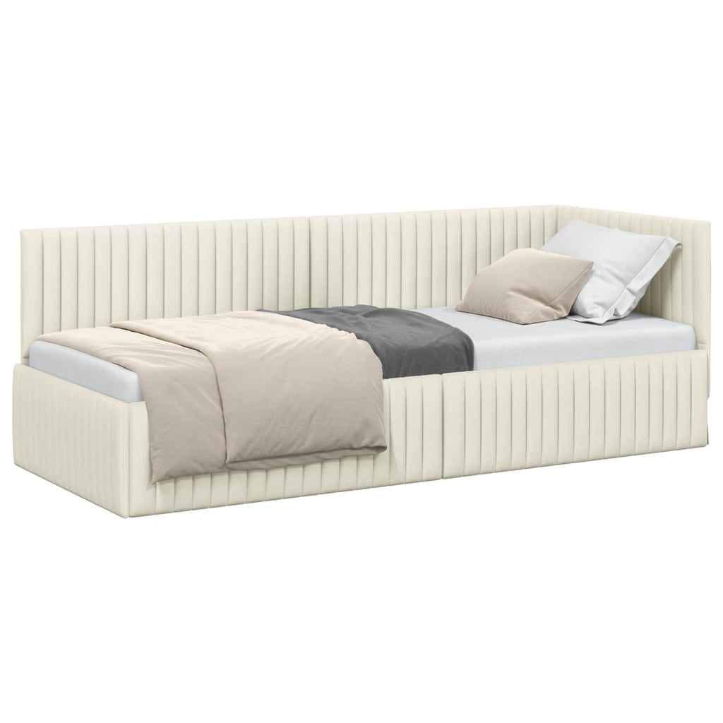 vidaXL Rama łóżka narożnego Kremowy 80 cm x 200 cm Aksamit