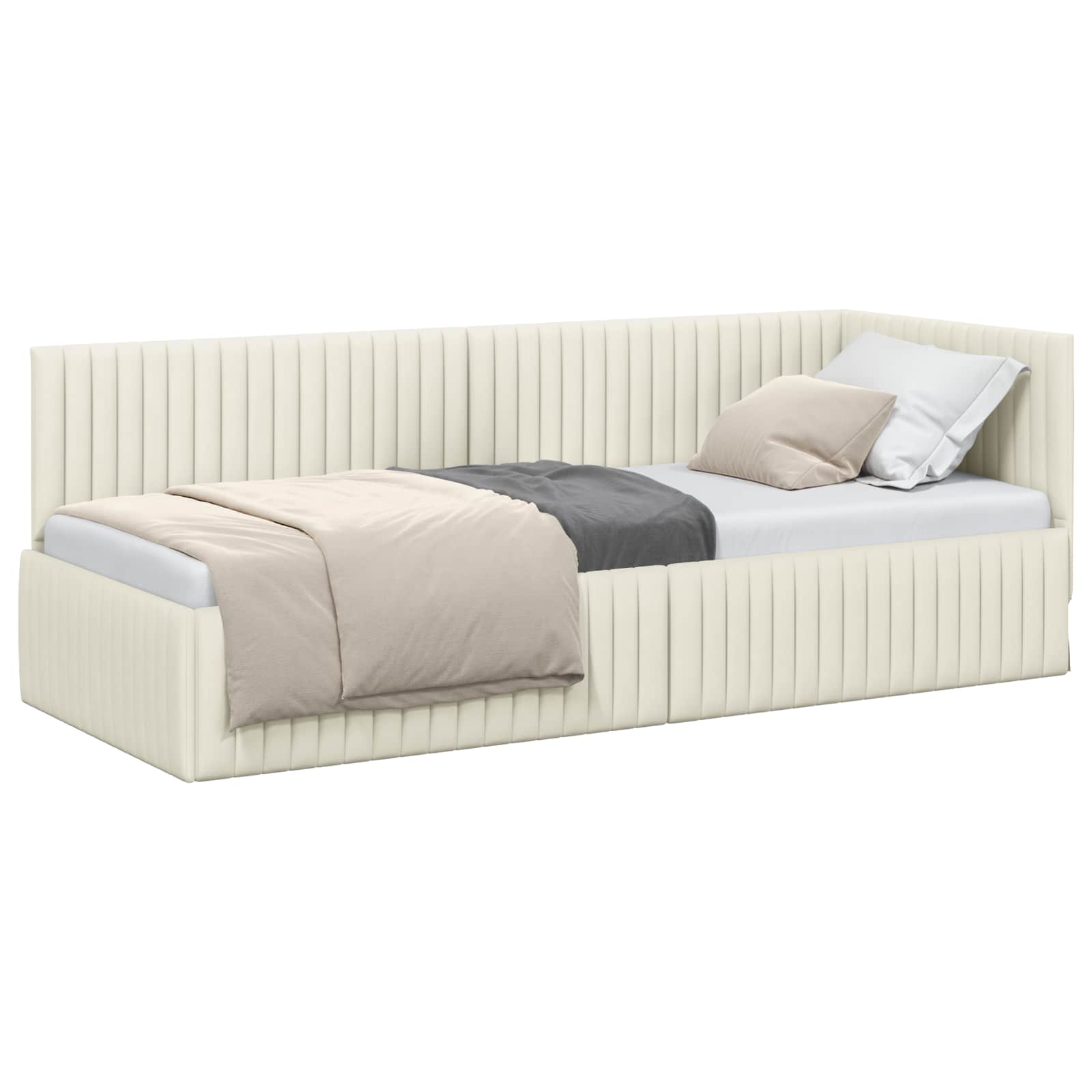 vidaXL Rama łóżka narożnego Kremowy 80 cm x 200 cm Aksamit