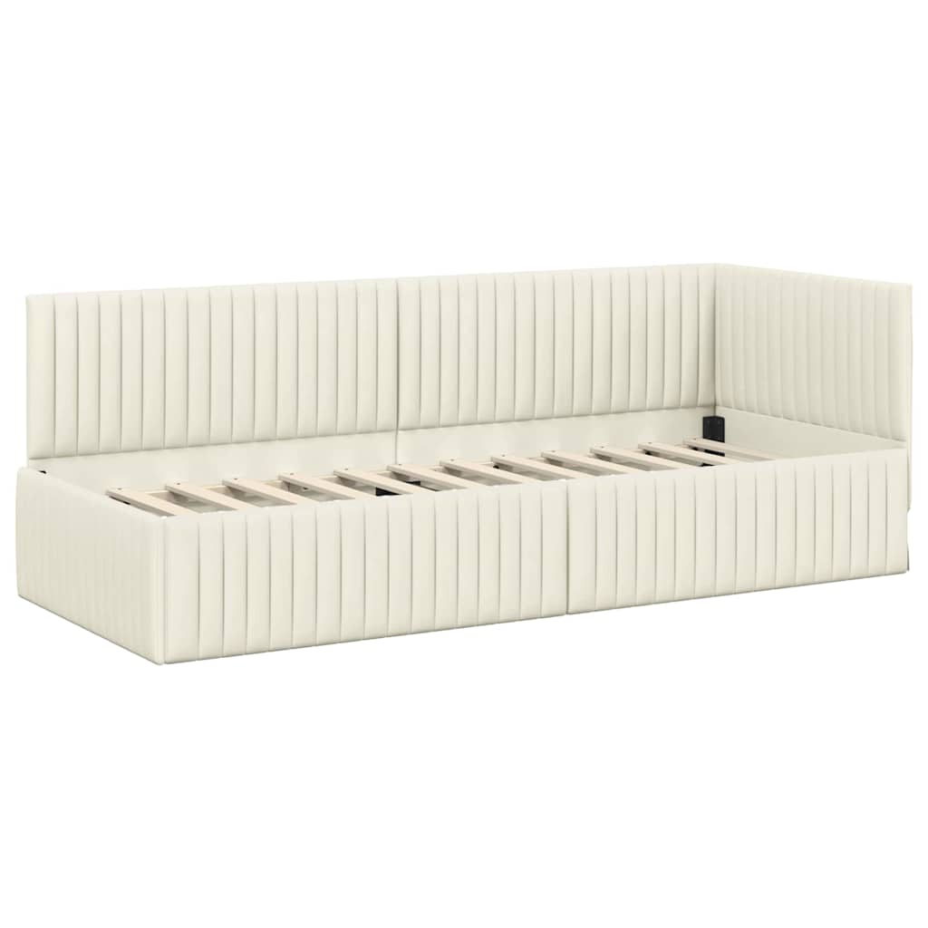 vidaXL Rama łóżka narożnego Kremowy 80 cm x 200 cm Aksamit