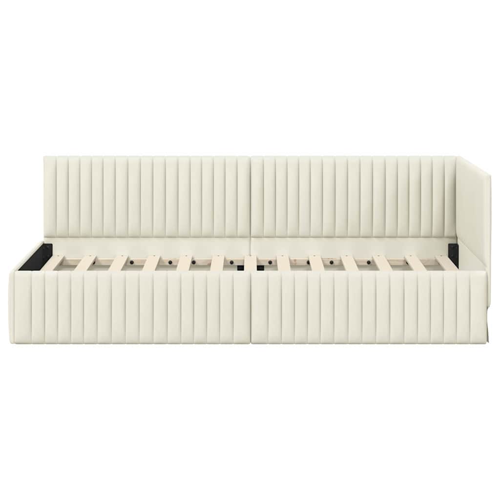 vidaXL Rama łóżka narożnego Kremowy 80 cm x 200 cm Aksamit