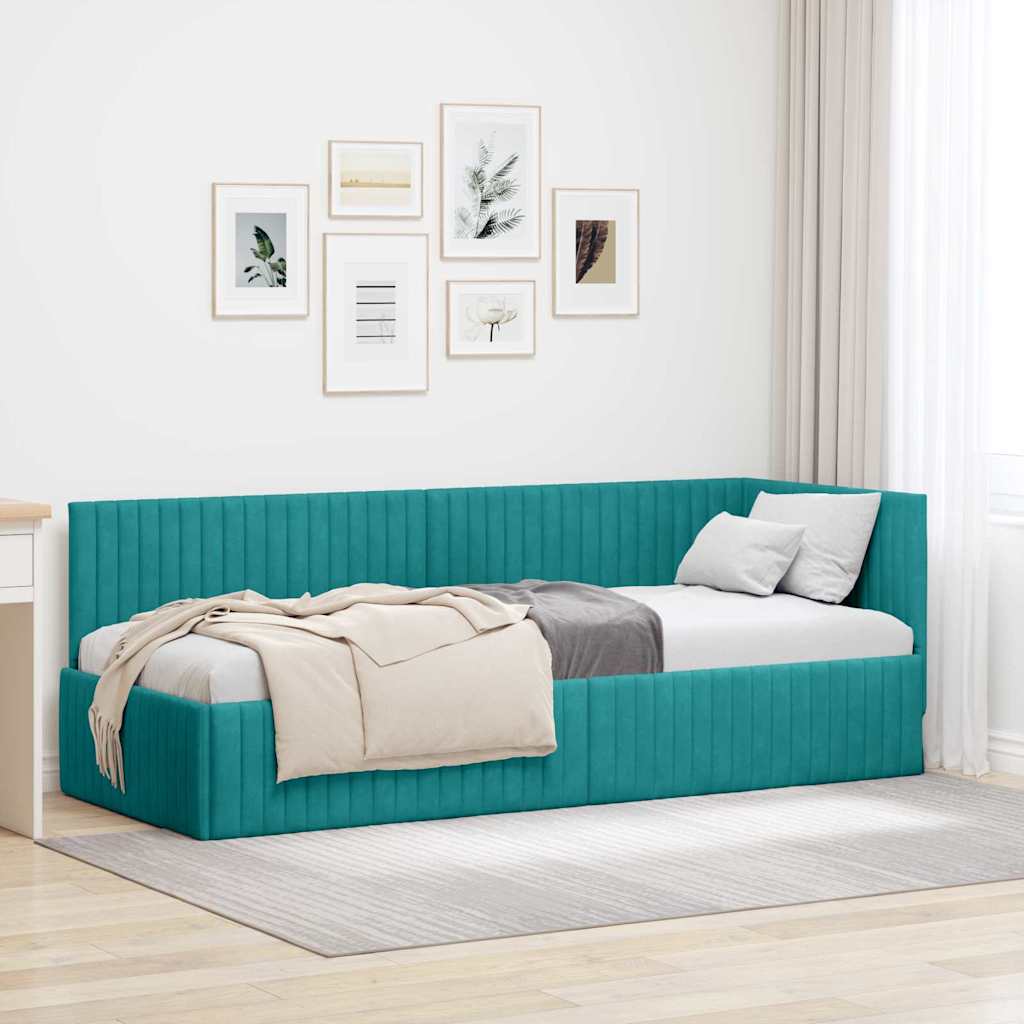 vidaXL Rama łóżka narożnego Turkusowy 80 cm x 200 cm Aksamit