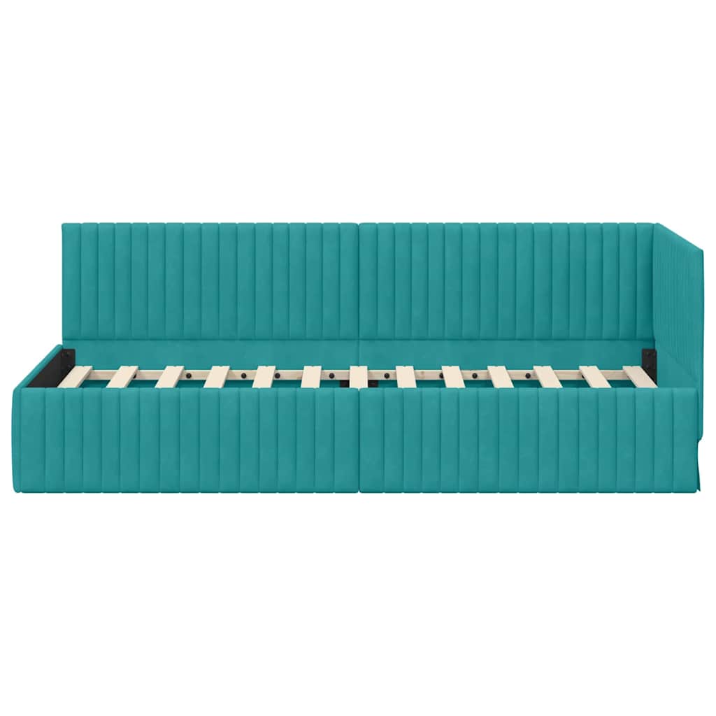 vidaXL Rama łóżka narożnego Turkusowy 80 cm x 200 cm Aksamit
