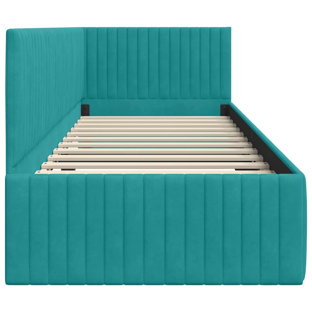 vidaXL Rama łóżka narożnego Turkusowy 80 cm x 200 cm Aksamit