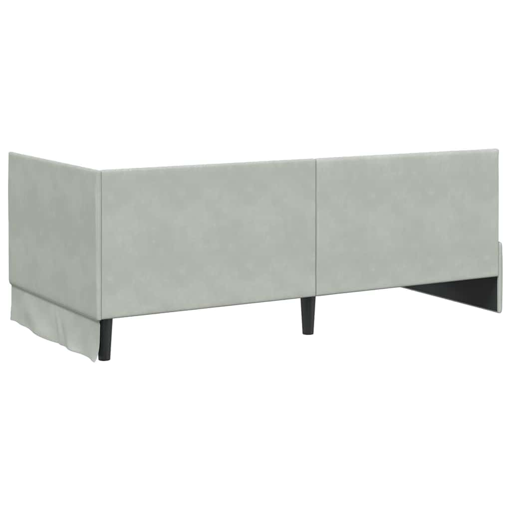 vidaXL Rama łóżka narożnego Jasnoszary 90 cm x 190 cm Aksamit