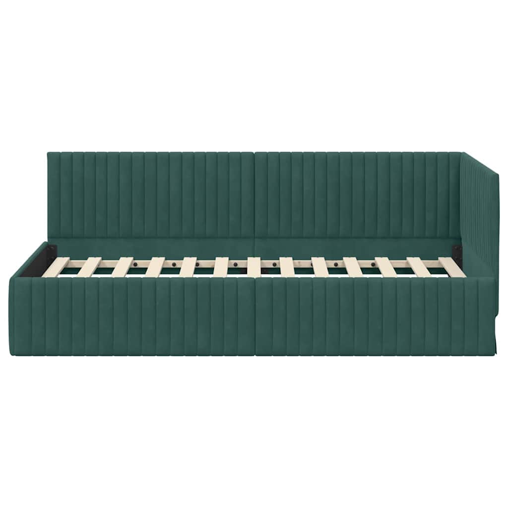 vidaXL Rama łóżka narożnego Ciemna zieleń 90 cm x 190 cm Aksamit