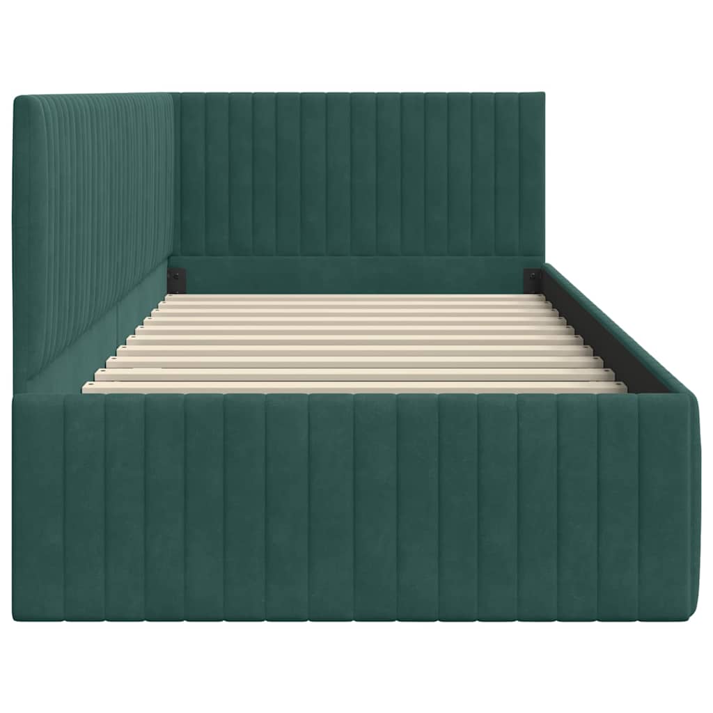 vidaXL Rama łóżka narożnego Ciemna zieleń 90 cm x 190 cm Aksamit