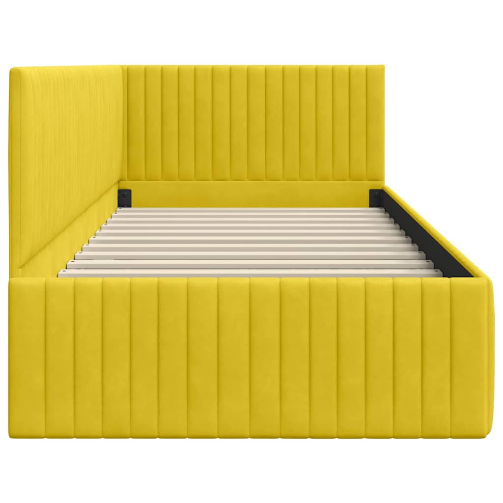 vidaXL Rama łóżka narożnego Z zagłówkiem Żółty 90 cm x 190 cm Aksamit