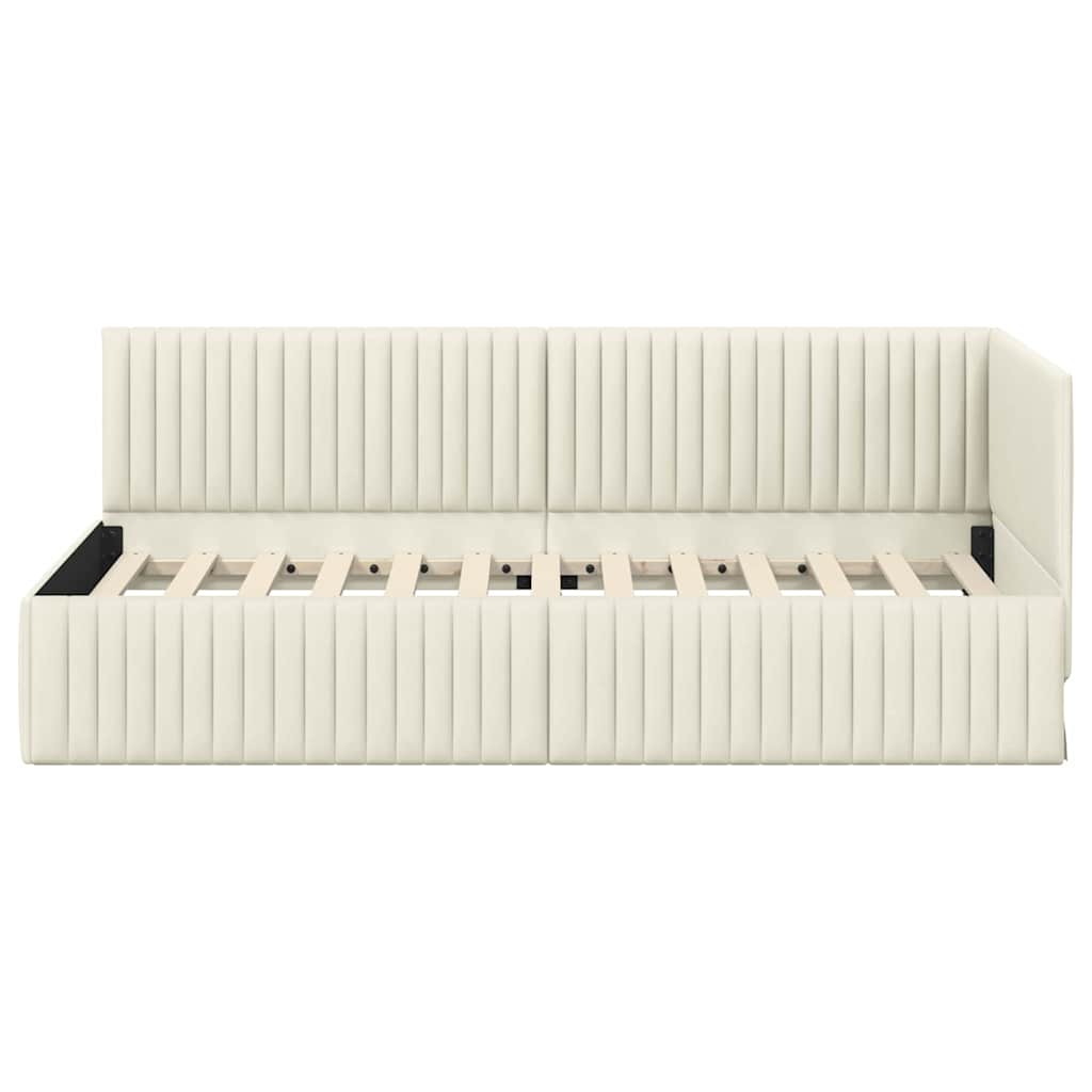 vidaXL Rama łóżka narożnego Kremowy 90 cm x 190 cm Aksamit