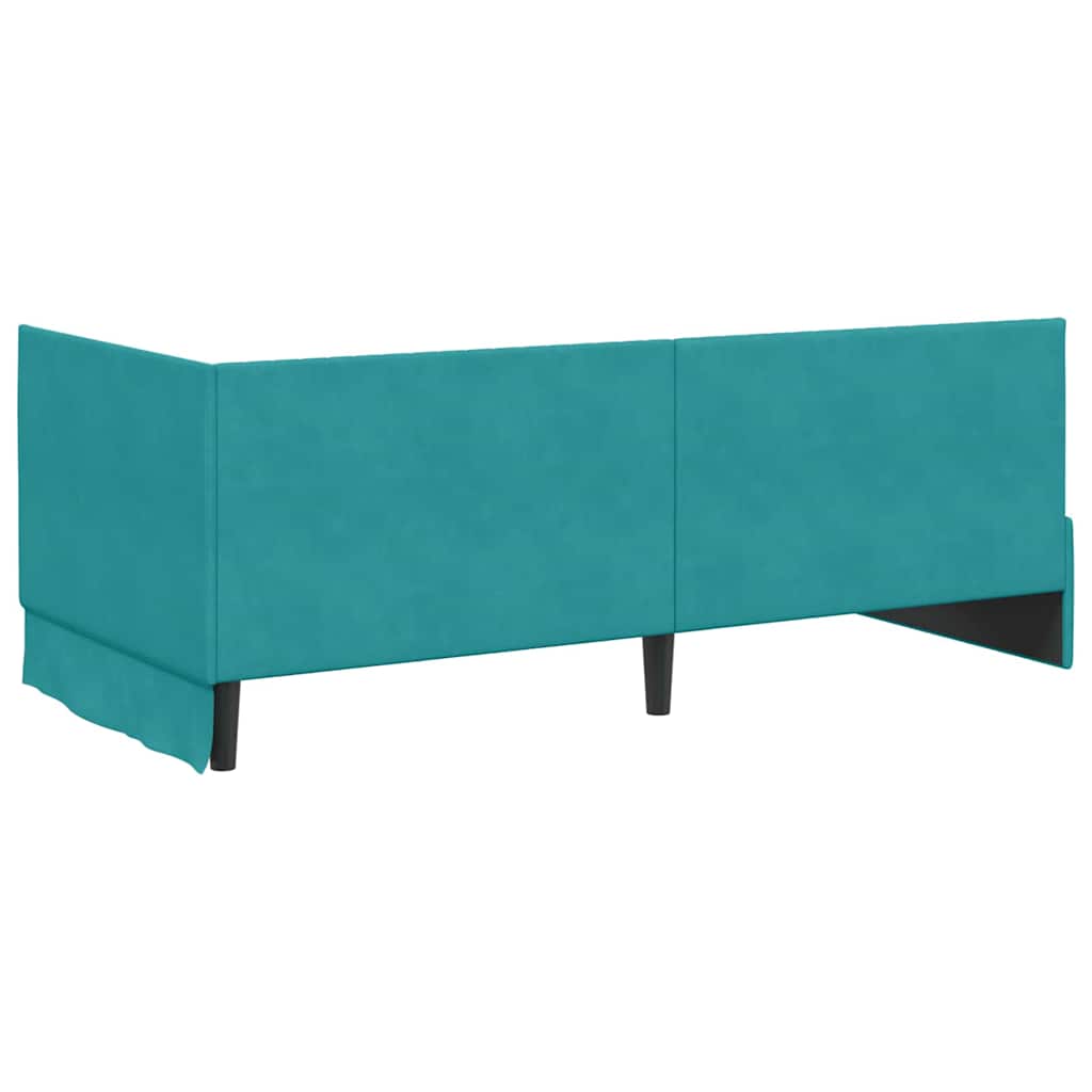 vidaXL Rama łóżka narożnego Turkusowy 90 cm x 190 cm Aksamit