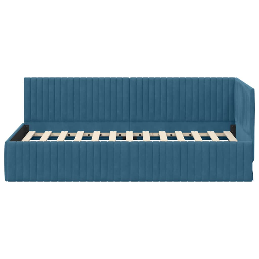 vidaXL Rama łóżka narożnego Niebieski 90 cm x 200 cm Aksamit