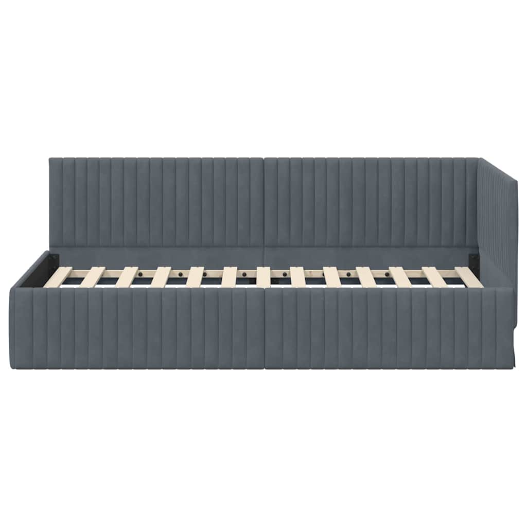 vidaXL Rama łóżka narożnego Ciemnoszary 90 cm x 200 cm Aksamit