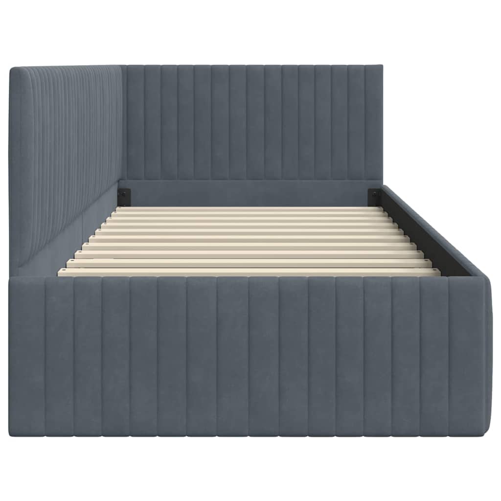 vidaXL Rama łóżka narożnego Ciemnoszary 90 cm x 200 cm Aksamit