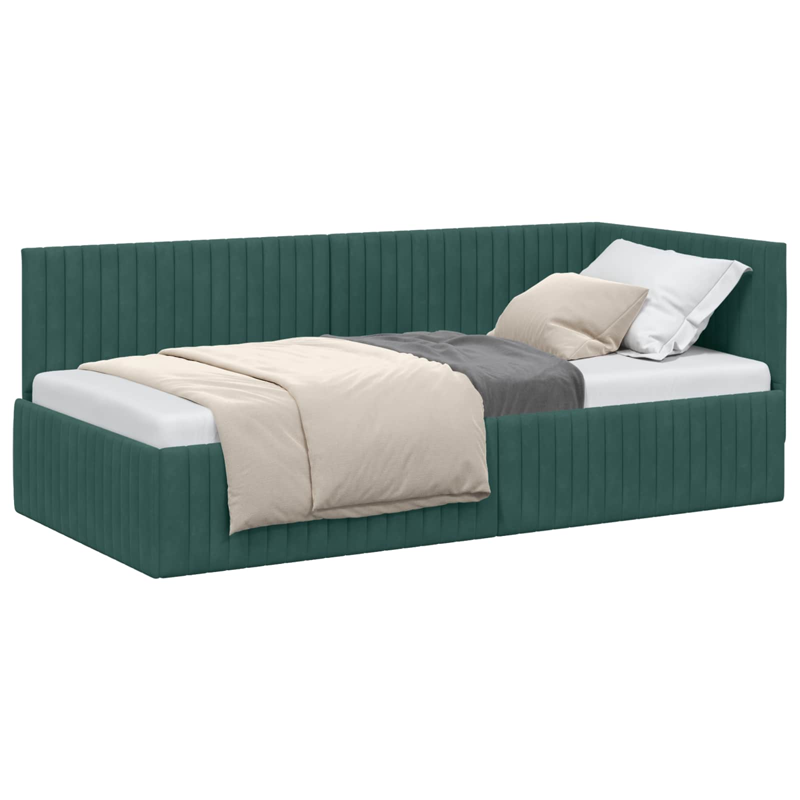 vidaXL Rama łóżka narożnego Ciemna zieleń 90 cm x 200 cm Aksamit